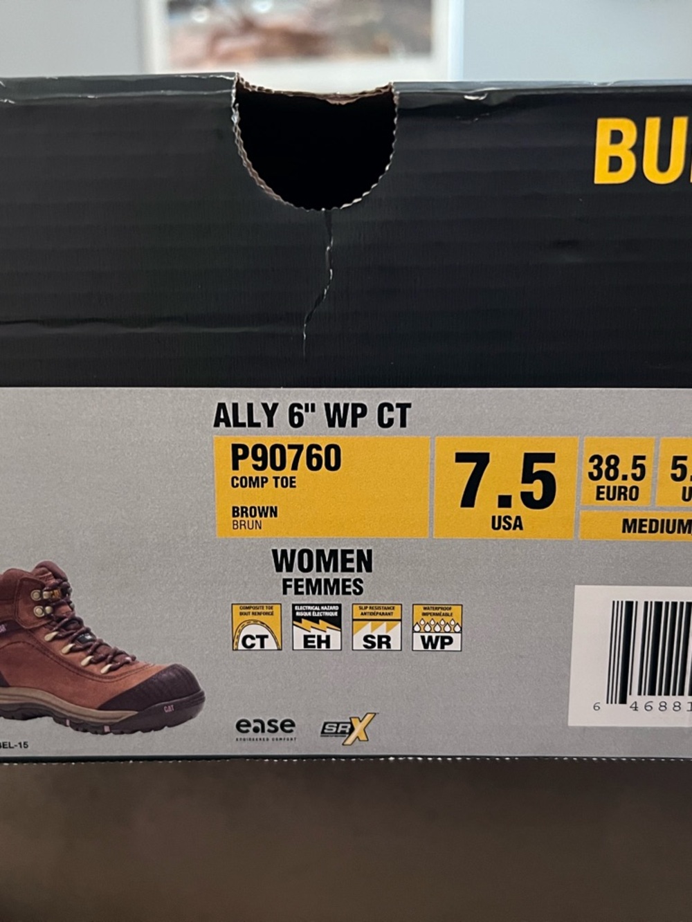 Wolverine Ally 6" WP CT Women's Brown Work Boot - Size 7.5